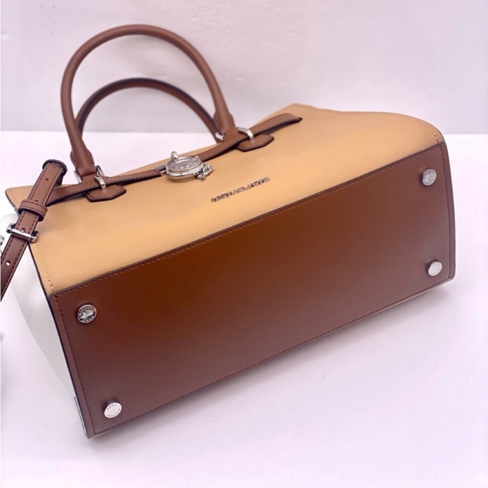 Michael Kors Hamilton Medium Color-Block Leather Satchel - Picture 7 of 11
